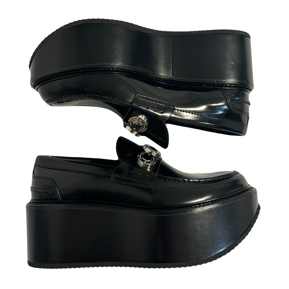 SOLD NWT BURBERRY Embellished wedge leather loafers 38.5 - Picture 4 of 13